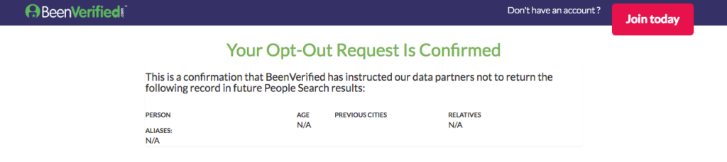 been verified opt out