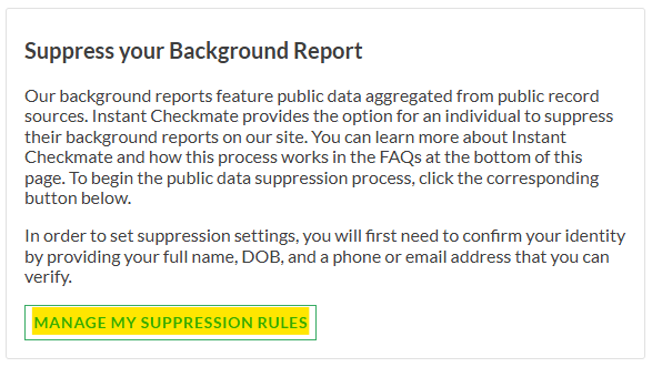 Instant Checkmate Suppress your Background Report