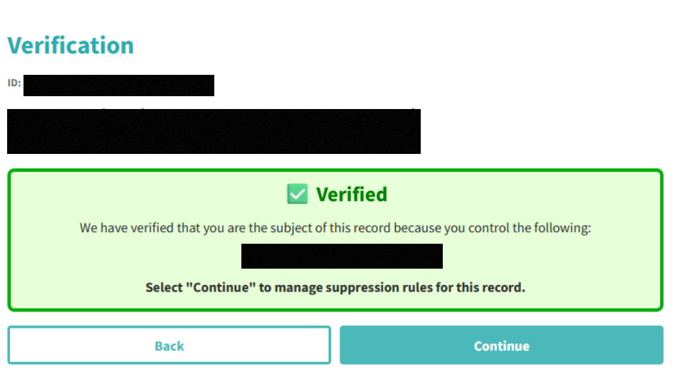 Instant Checkmate verification complete