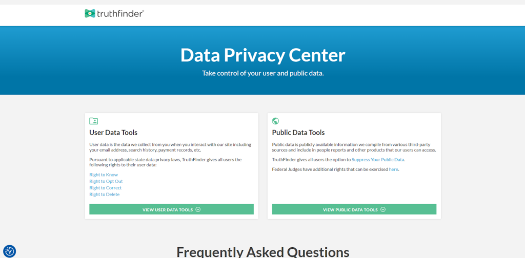 TruthFinder Data Privacy Center 