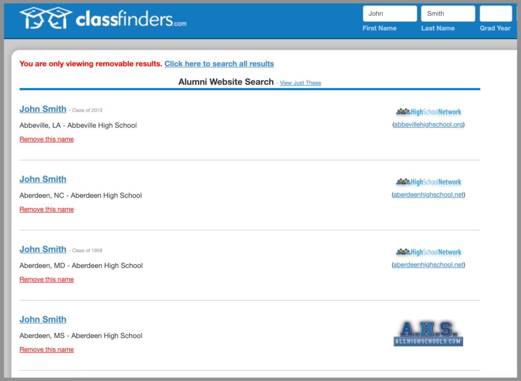 How to Remove Yourself from ClassFinders opt out removal