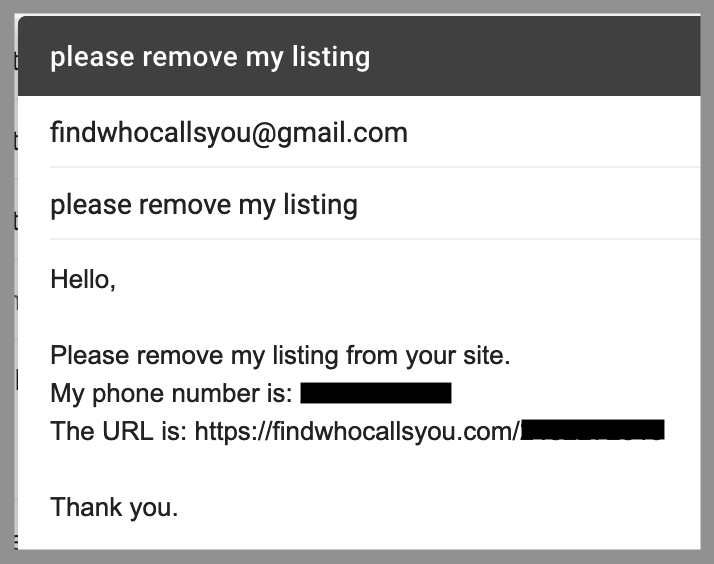 remove yourself from Find Who Calls You opt out removal