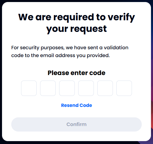 ZoomInfo verification code field