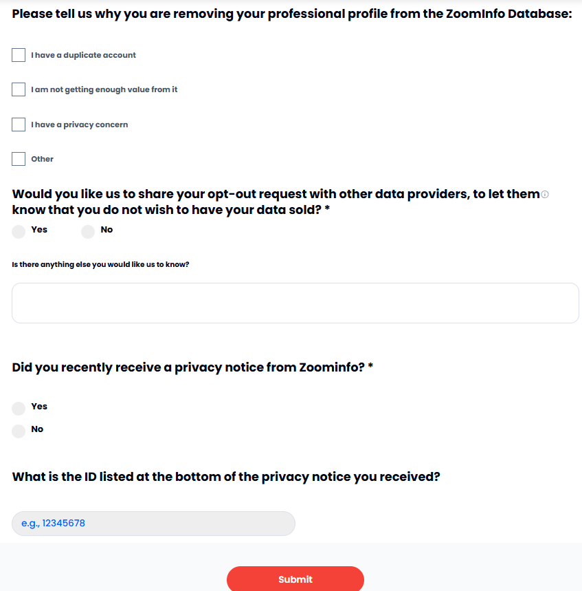 ZoomInfo opt out form