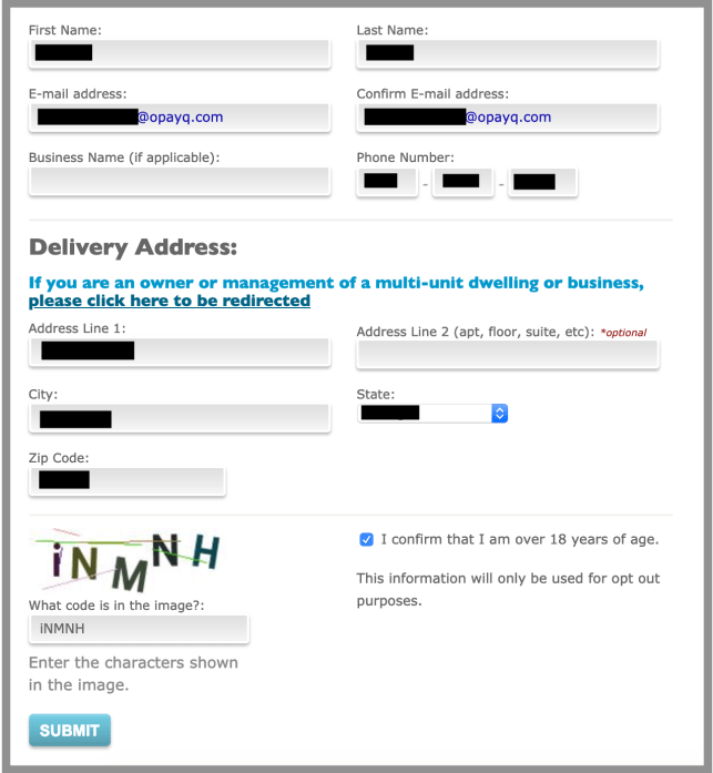 Yellow Pages registration form