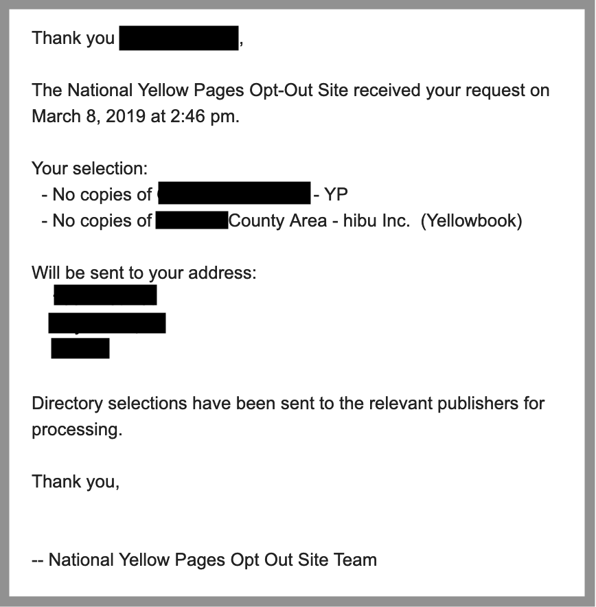 You have opted out of YellowPages 