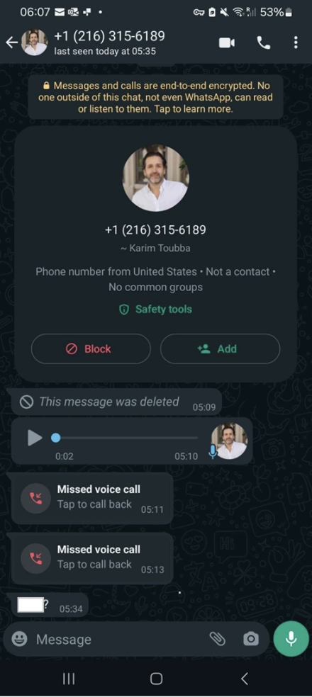 WhatsApp deepfake executive scam example