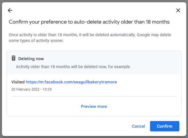 Confirm auto-delete preference