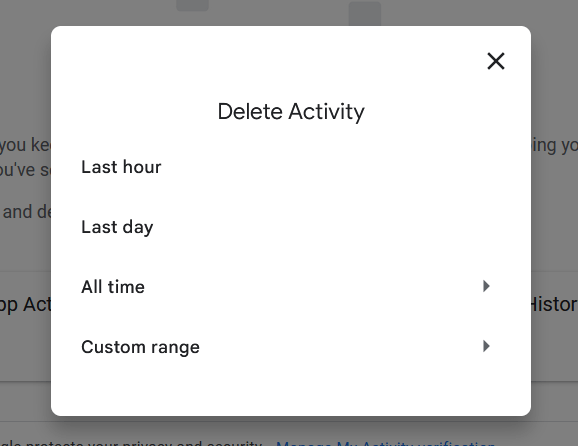 Delete Activity possible time range in Google