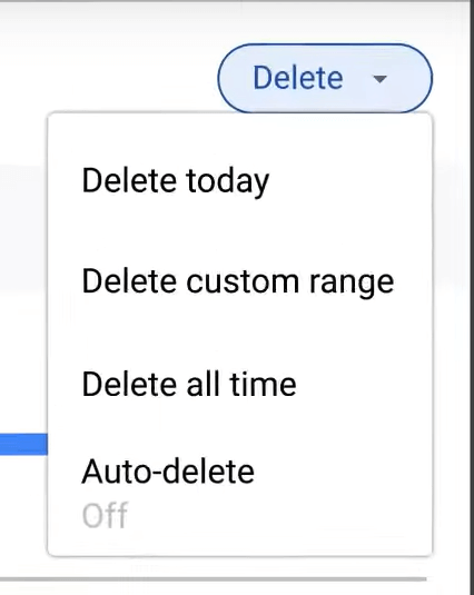 Custom range of time to delete Google data on Android
