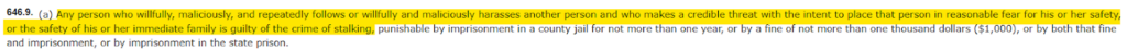Section 646.9 of California Penal Code