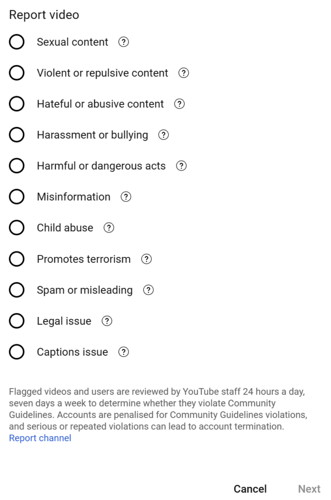 Report a video on YouTube
