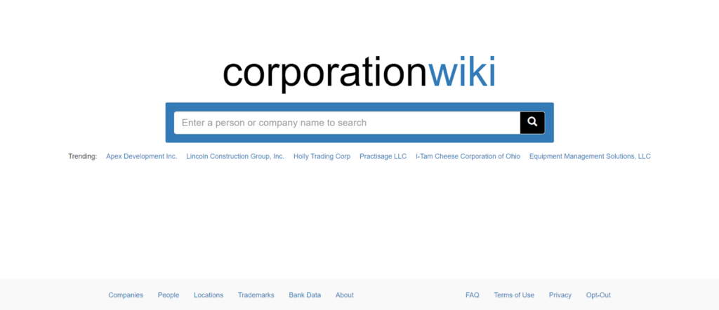 Corporationwiki homepage