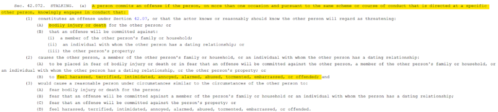 Section 42.072 of the Texas Penal Code