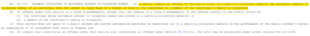 Section 42.074 of the Texas Penal Code