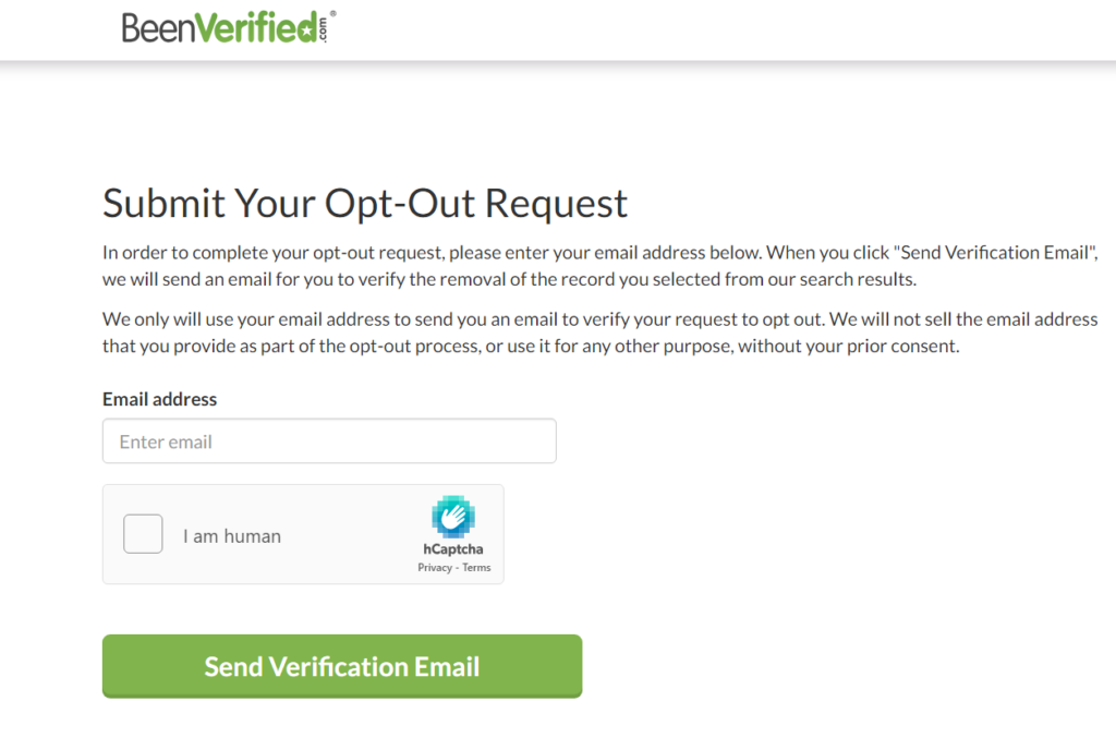 Ownerly/BeenVerified opt out request submission 