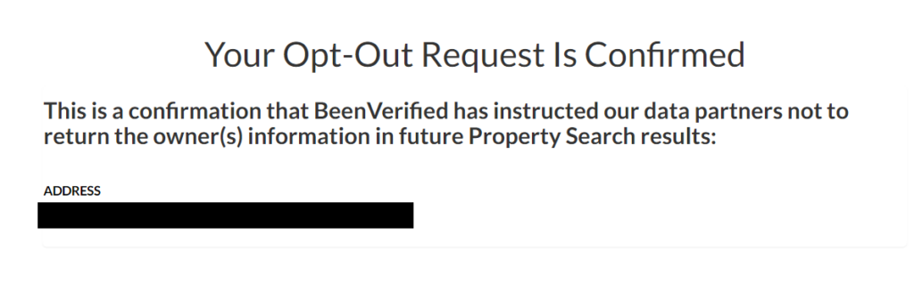 Ownerly opt out confirmation