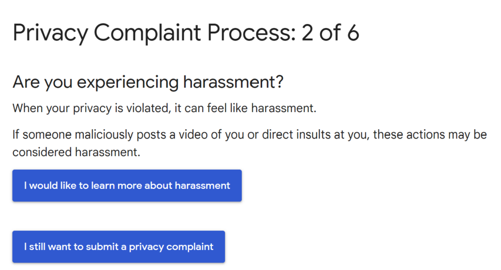 Privacy Complaint Process - Are you experiencing harassment?