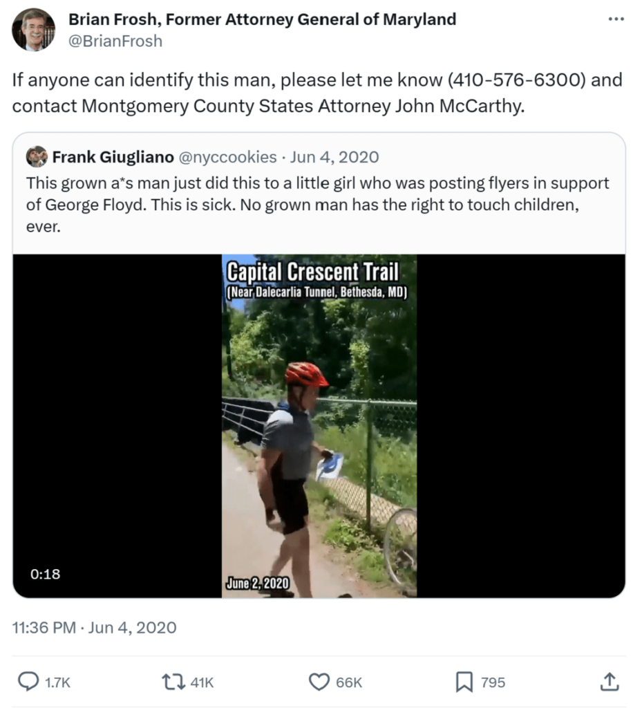 X/twitter post asking to identify the wrong man for hitting a child in the park