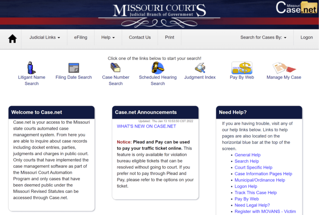 Case net homepage 