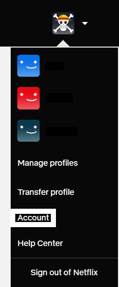 Netflix profile icon and "Account" option
