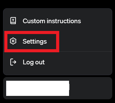 OpenAI Settings button