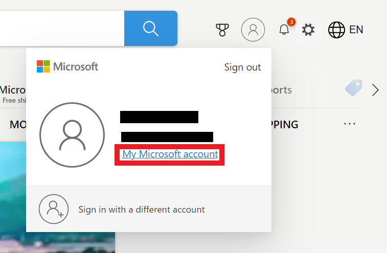 My Microsoft account link