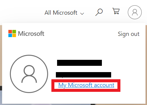 Microsoft - "My Microsoft account" option 