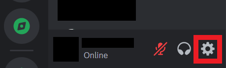 Discord account - gear icon 