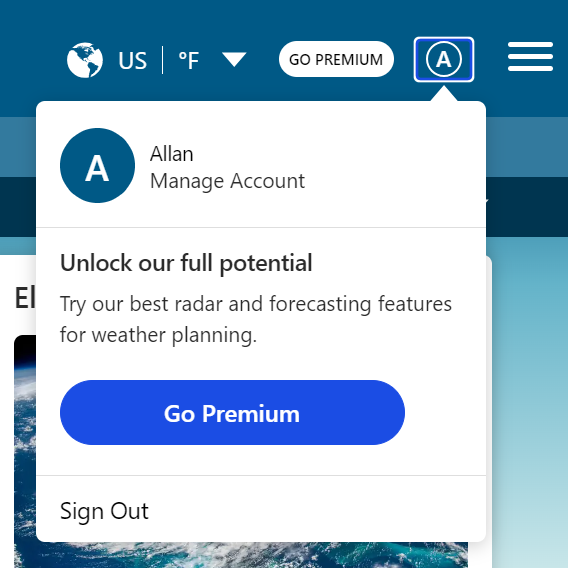 Weather manage account 
