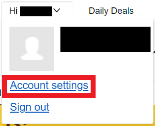 eBay - Account settings menu 