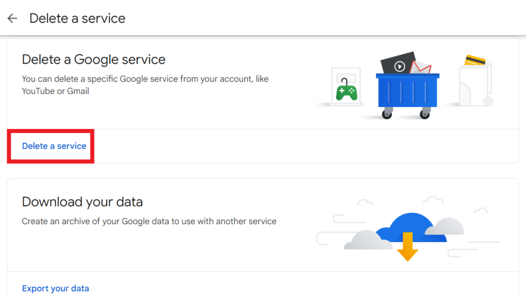 Google Dashboard - "Delete a Google Service"