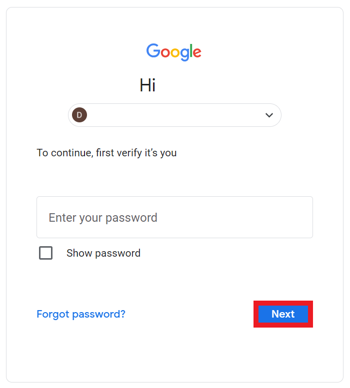 Google account - verify your identity 