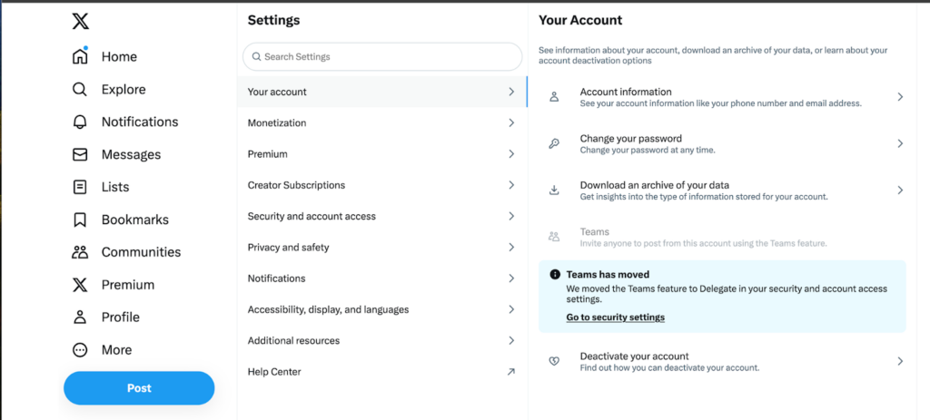 Twitter (X) Settings and Your Account 