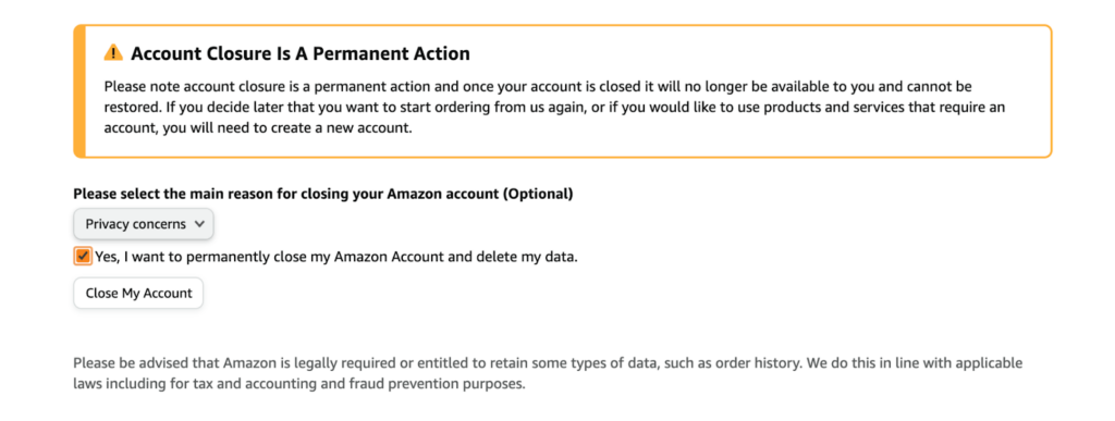 Amazon - account closure 