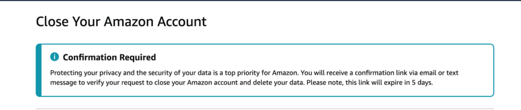 Amazon - confirm account closure 