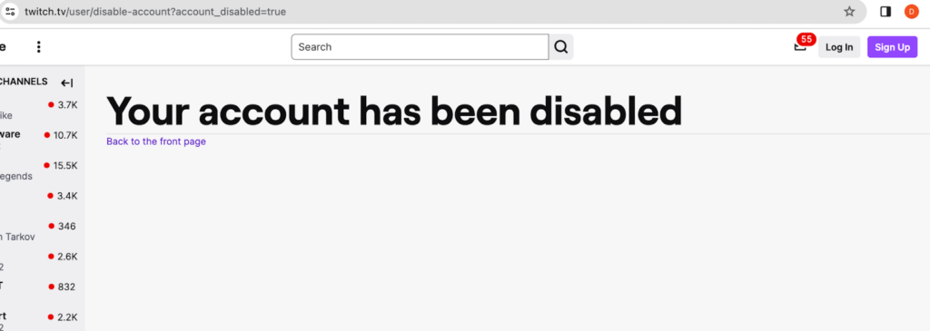 Your Twitch account has been disabled page 