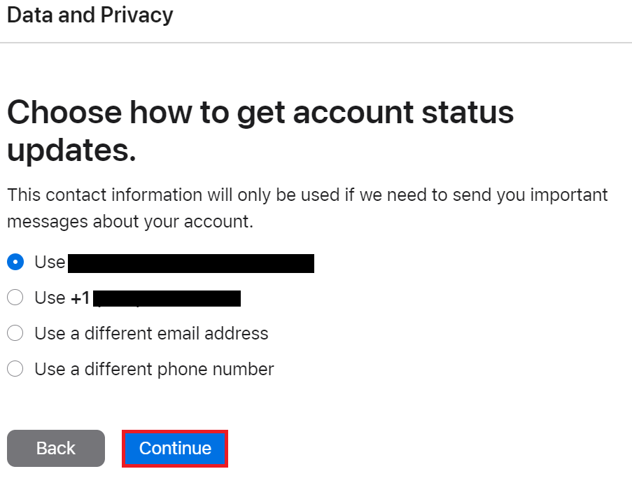 Apple ID - Choose how to get account status updates