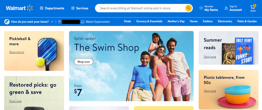Walmart homepage 
