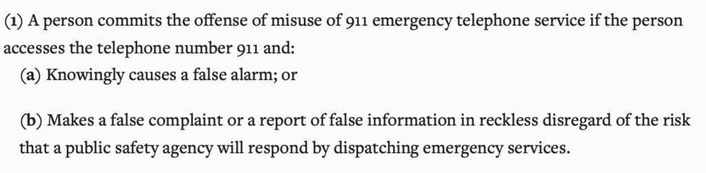 Hawaii misuse of 911 emergency telephone service