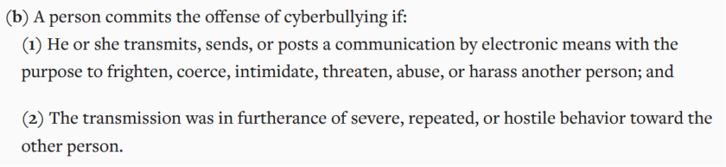 Arkansas cyberbullying law - Ark. Code § 5-71-217
