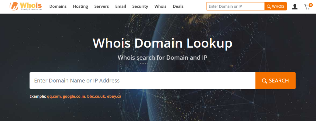Whois domain lookup homepage