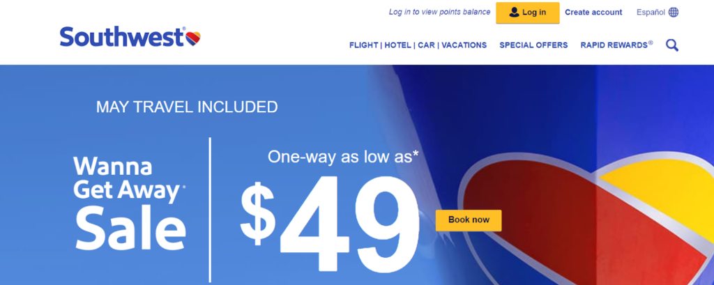 Southwest homepage
