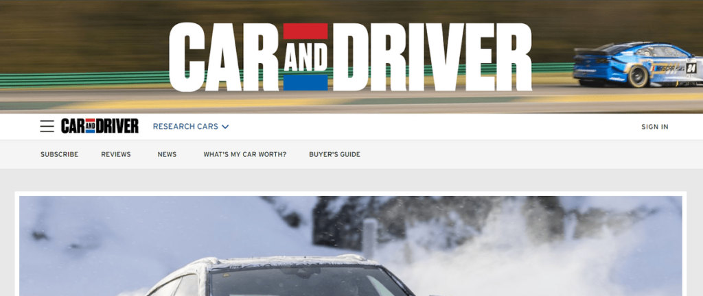 Car and Driver homepage