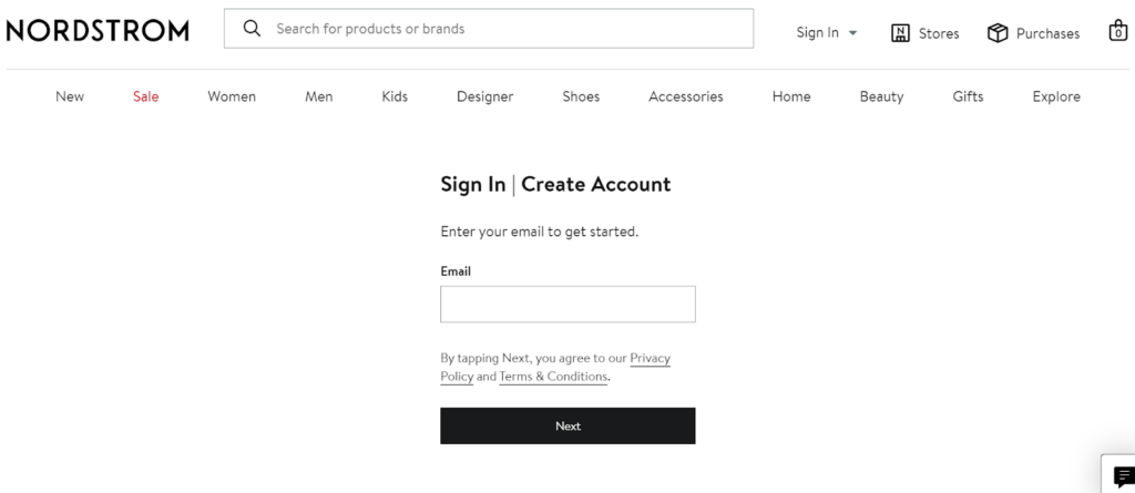Nordstrom sign in page