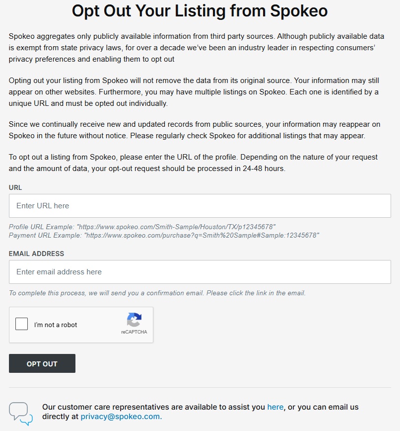 spokeo opt-out page