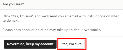 Etsy - are you sure about account deletion page