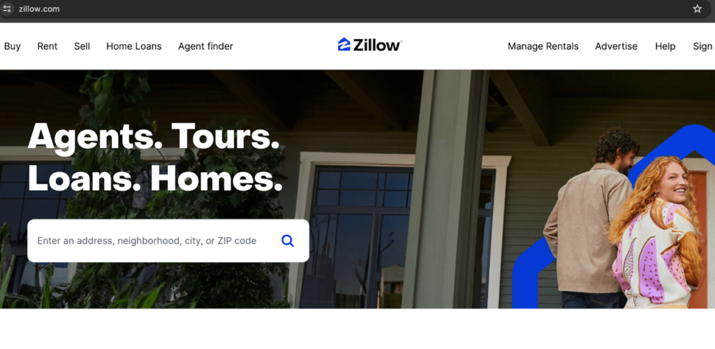 Zillow homepage