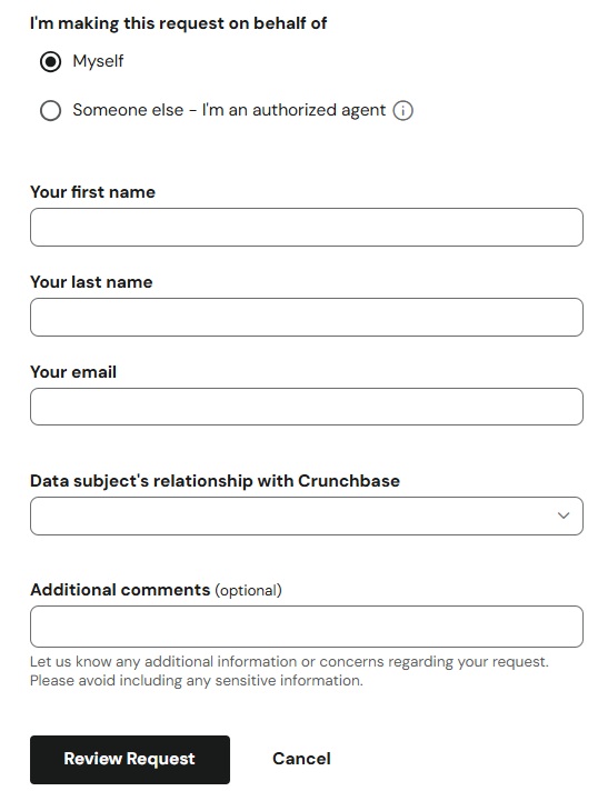 Crunchbase - making this request on behalf of myself