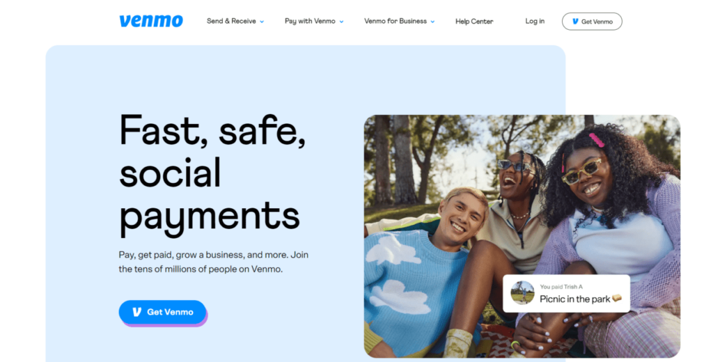 Venmo homepage